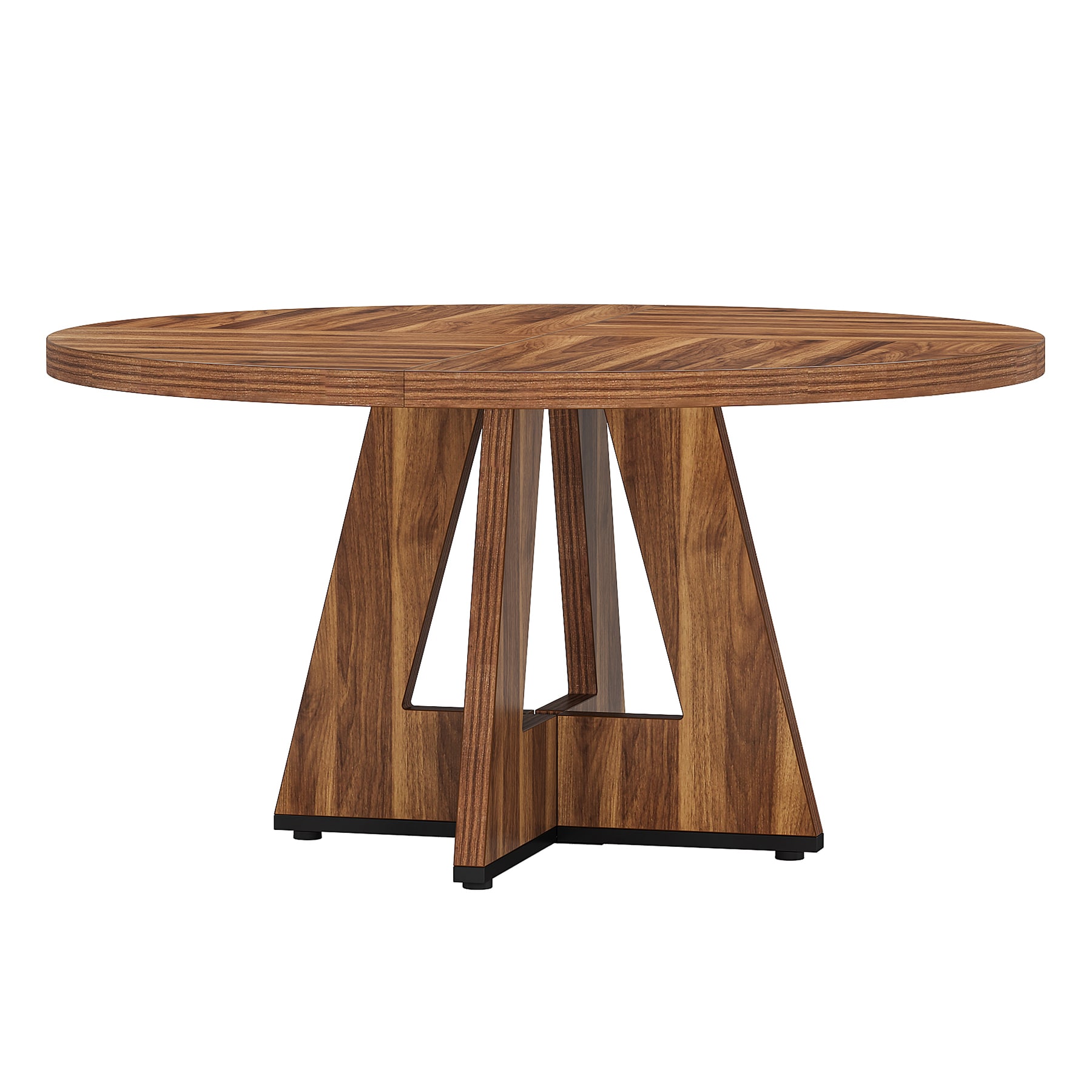 Round Dining Table For 4, 47" Wooden Kitchen Table Farmhouse Dinner Table_voghion.com